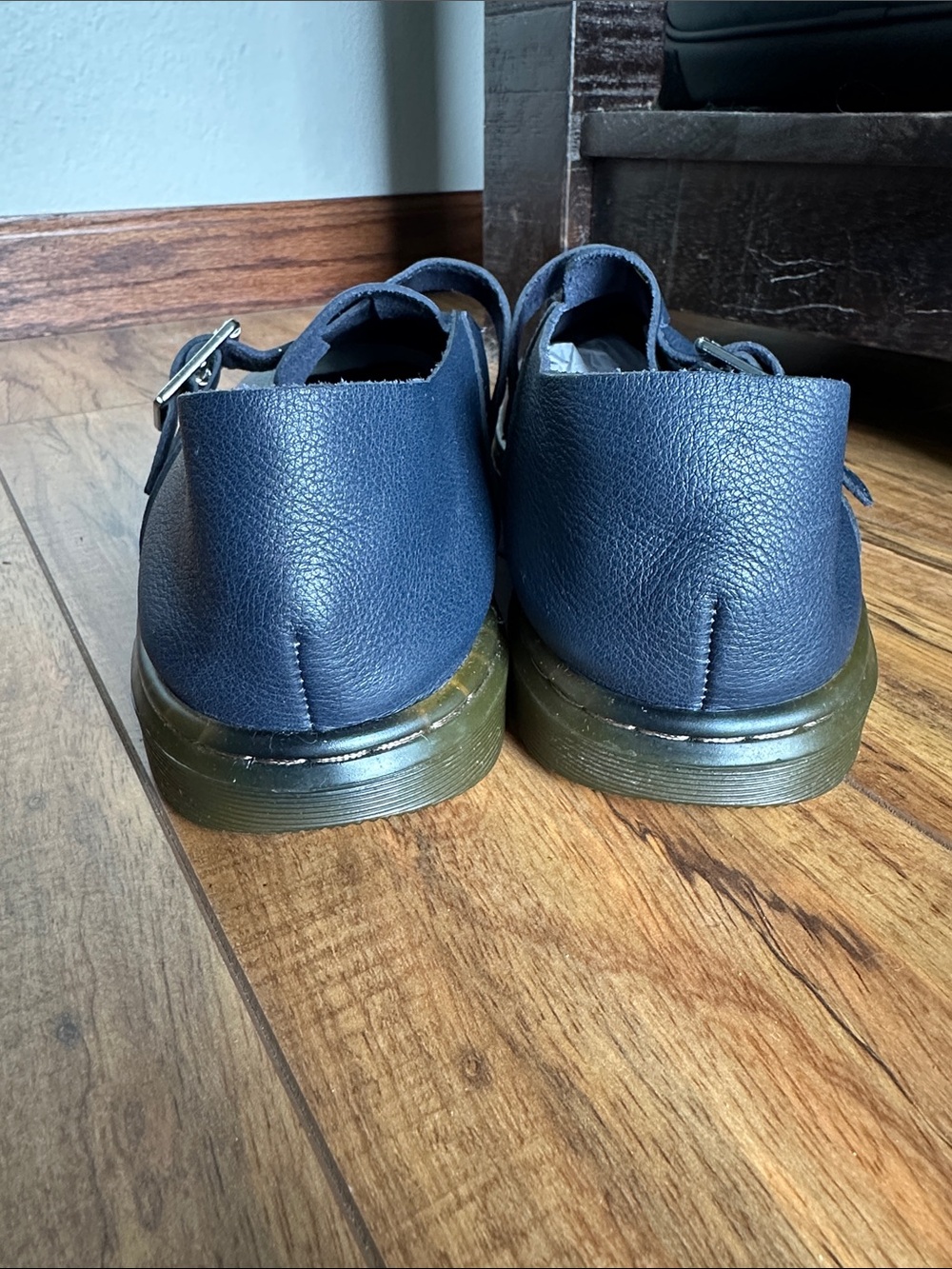 EUC Dr. Martens Patricia Navy Leather Buckle Slip-On Loafers Women’s Size 10 - Picture 4 of 10